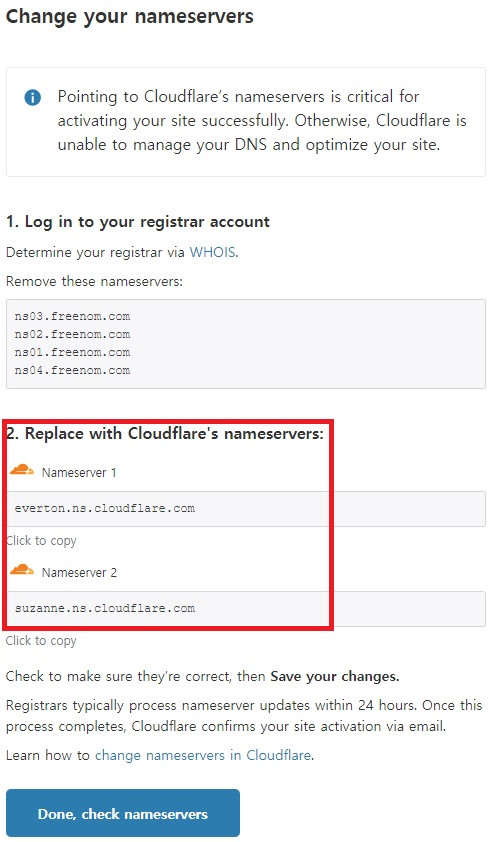7 change nameserver o